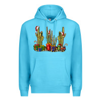 Ocean Blue Christmas Cactus Premium Hoodie - LillyAllenDesigns