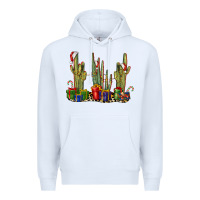 White Christmas Cactus Premium Hoodie - LillyAllenDesigns