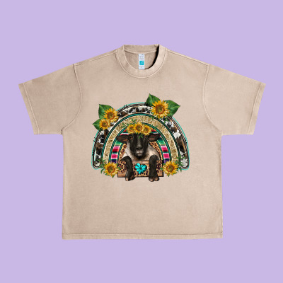 Suffolk Ewe Front Sunflowers Rainbow Urban Heavy Tee Designed By Barkaloodesign