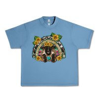 Pebble Blue suffolk ewe front sunflowers rainbow Urban Heavy Tee - BarkalooDesign