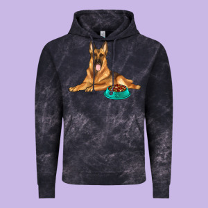 German Shepherd With Food Bowl Vintage Hoodie Designed By Texasbilliewilder