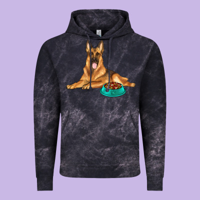 German Shepherd With Food Bowl Vintage Hoodie Designed By Texasbilliewilder