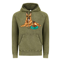 Vintage Olive german shepherd with food bowl Vintage Hoodie - texasbilliewilder