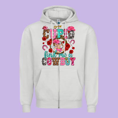 Cupid Find Me A Cowboy Zipper Hoodie Designed By Nancycooperartshop