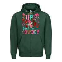 Sports Green cupid find me a cowboy Zipper Hoodie - NancyCooperArtShop