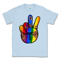 Dusty Blue pride leopard peace hand Classic Tee - JahusDesignShop