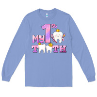 Colony Blue my first tooth with teeth for girls Long Sleeve Tee - AdoDesignShop