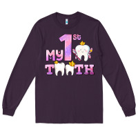 Plum my first tooth with teeth for girls Long Sleeve Tee - AdoDesignShop