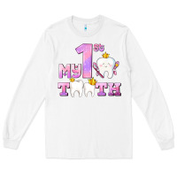 White my first tooth with teeth for girls Long Sleeve Tee - AdoDesignShop