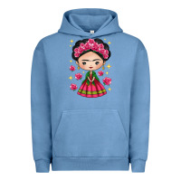 Pigment Pebble Blue Mexican Girl Urban Hoodie - texasbilliewilder