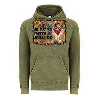 Vintage Olive life is better with a bulldog Vintage Hoodie - RanaPortraitStore