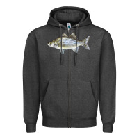 Charcoal Heather White Bass Fish Illustrations Zipper Hoodie - LillyAllenDesigns