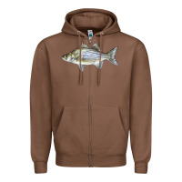 Chestnut White Bass Fish Illustrations Zipper Hoodie - LillyAllenDesigns
