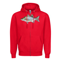 Red White Bass Fish Illustrations Zipper Hoodie - LillyAllenDesigns