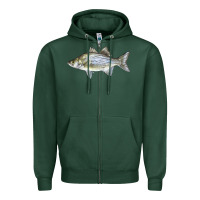 White Bass Fish Illustrations Zipper Hoodie | Teevron