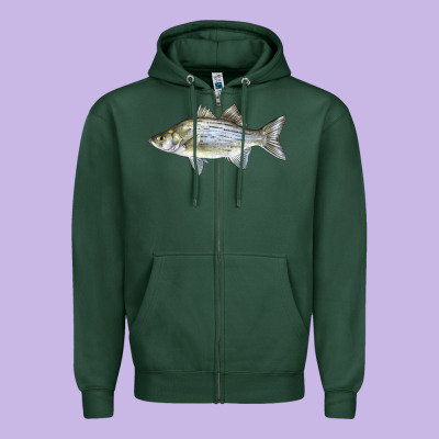 White Bass Fish Illustrations Zipper Hoodie Designed By Lillyallendesigns