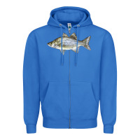 True Royal White Bass Fish Illustrations Zipper Hoodie - LillyAllenDesigns