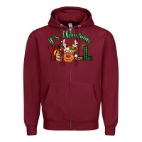Burgundy it's christmas y'all reindeer Zipper Hoodie - Jasminsmagicworld