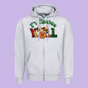 It's Christmas Y'all Reindeer Zipper Hoodie Designed By Jasminsmagicworld