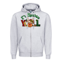 Heather Grey it's christmas y'all reindeer Zipper Hoodie - Jasminsmagicworld