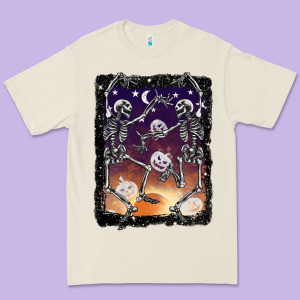 Halloween Dancing Skeletons Stars Premium Tee Designed By Barkaloodesign