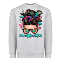 Heather Grey small business messy bun Heavyweight Sweatshirt - Zillion Design Studio