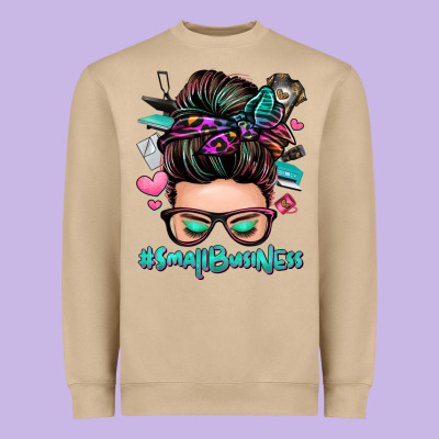 Small Business Messy Bun Heavyweight Sweatshirt Designed By Zillion Design Studio