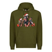 Army Green christmas chimpanzee and gorilla Premium Hoodie - LillyAllenDesigns