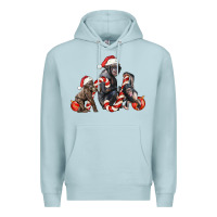 Blue Mist christmas chimpanzee and gorilla Premium Hoodie - LillyAllenDesigns