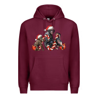 Burgundy christmas chimpanzee and gorilla Premium Hoodie - LillyAllenDesigns