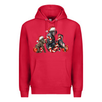 Cardinal christmas chimpanzee and gorilla Premium Hoodie - LillyAllenDesigns