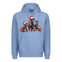 Colony Blue christmas chimpanzee and gorilla Premium Hoodie - LillyAllenDesigns