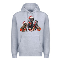 Heather Grey christmas chimpanzee and gorilla Premium Hoodie - LillyAllenDesigns