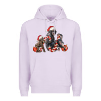 Lilac christmas chimpanzee and gorilla Premium Hoodie - LillyAllenDesigns