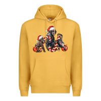Mustard christmas chimpanzee and gorilla Premium Hoodie - LillyAllenDesigns