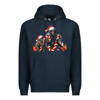 Navy christmas chimpanzee and gorilla Premium Hoodie - LillyAllenDesigns