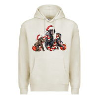 Oatmeal Heather christmas chimpanzee and gorilla Premium Hoodie - LillyAllenDesigns