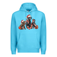 Ocean Blue christmas chimpanzee and gorilla Premium Hoodie - LillyAllenDesigns