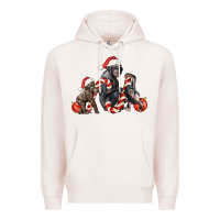 Pale Pink christmas chimpanzee and gorilla Premium Hoodie - LillyAllenDesigns