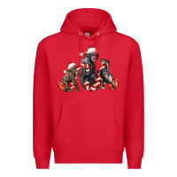 Red christmas chimpanzee and gorilla Premium Hoodie - LillyAllenDesigns