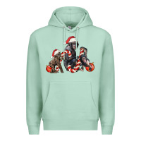 Seafoam christmas chimpanzee and gorilla Premium Hoodie - LillyAllenDesigns
