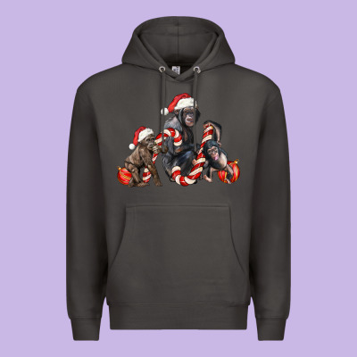 Christmas Chimpanzee And Gorilla Premium Hoodie Designed By Lillyallendesigns
