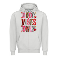 Dove Grey good vibes only Zipper Hoodie - NancyCooperArtShop