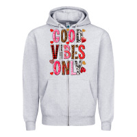 Heather Grey good vibes only Zipper Hoodie - NancyCooperArtShop