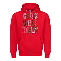 Red good vibes only Zipper Hoodie - NancyCooperArtShop