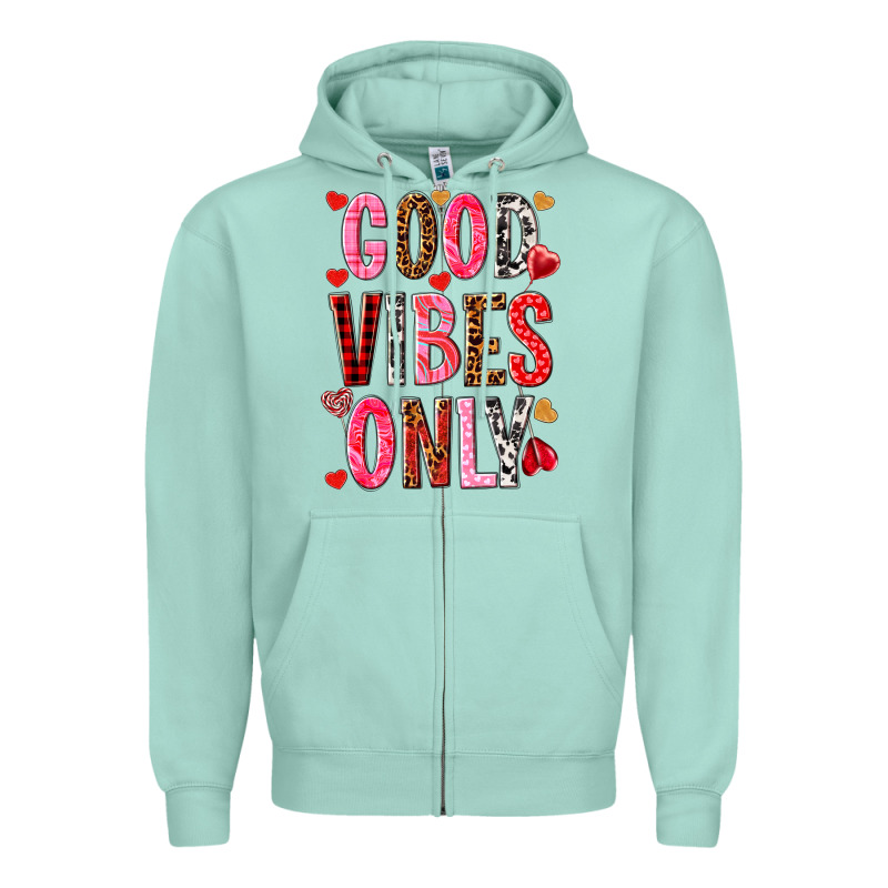 Good Vibes Only Zipper Hoodie by NancyCooperArtShop | Teevron