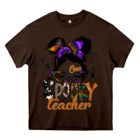 Chocolate Brown one spooky teacher Heavy Core Tee - SublimationCraftShop