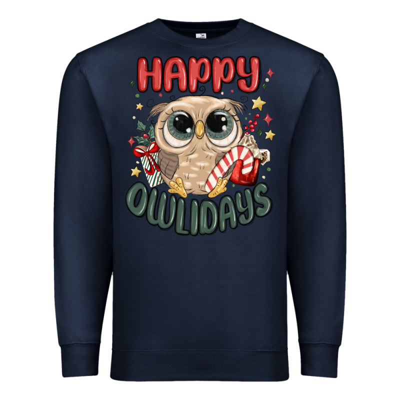 Happy Owlidays Premium Sweatshirt by MaliasSmallBusiness | Teevron