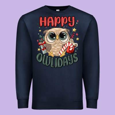 Happy Owlidays Premium Sweatshirt Designed By Maliassmallbusiness