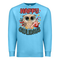 Ocean Blue happy owlidays Premium Sweatshirt - MaliasSmallBusiness